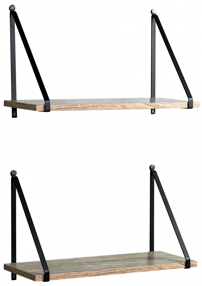 2-pack Vägghyllor 'Triangle' - Natur