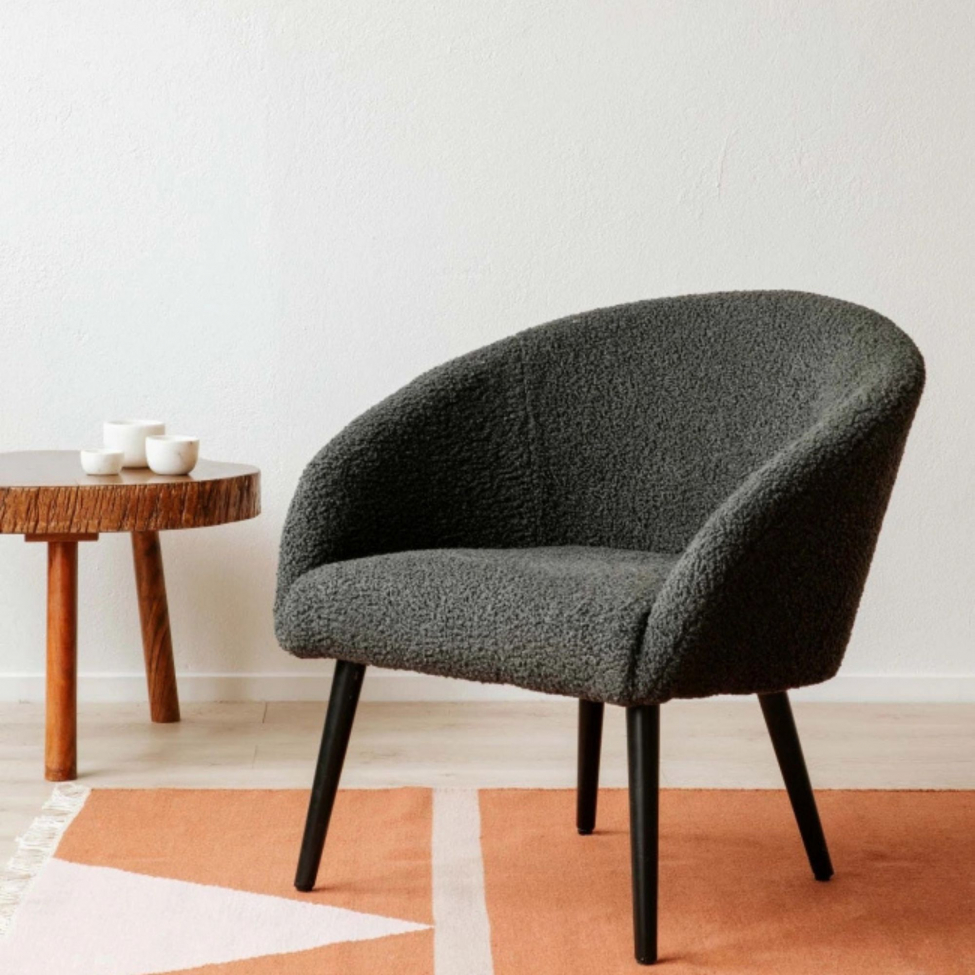 Fåtölj 'Puffy' - Mörkgrå/Teddy