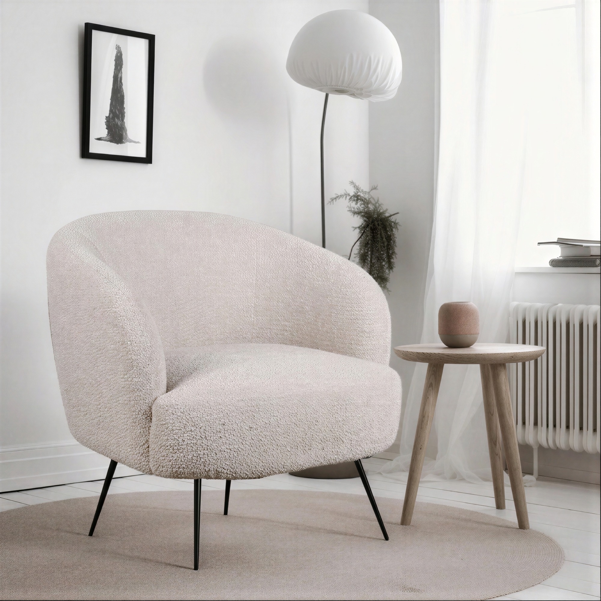 Fåtölj 'Capri' - Beige/Bouclé