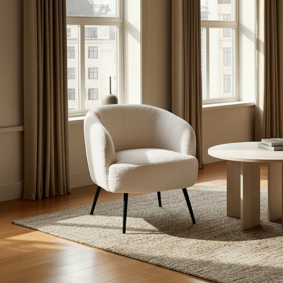 Fåtölj 'Capri' - Beige/Bouclé