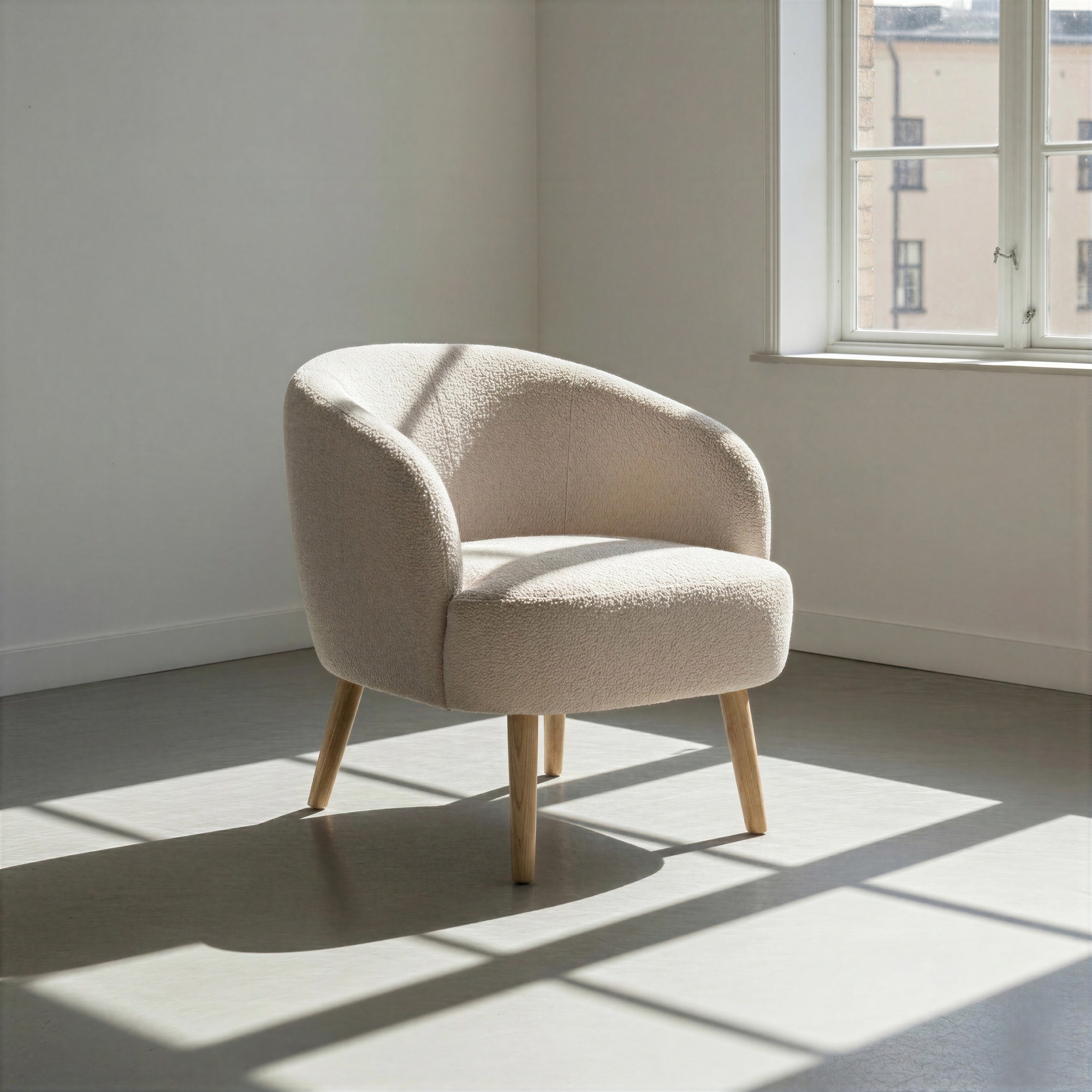 Fåtölj 'Capri' träben - Beige/Bouclé