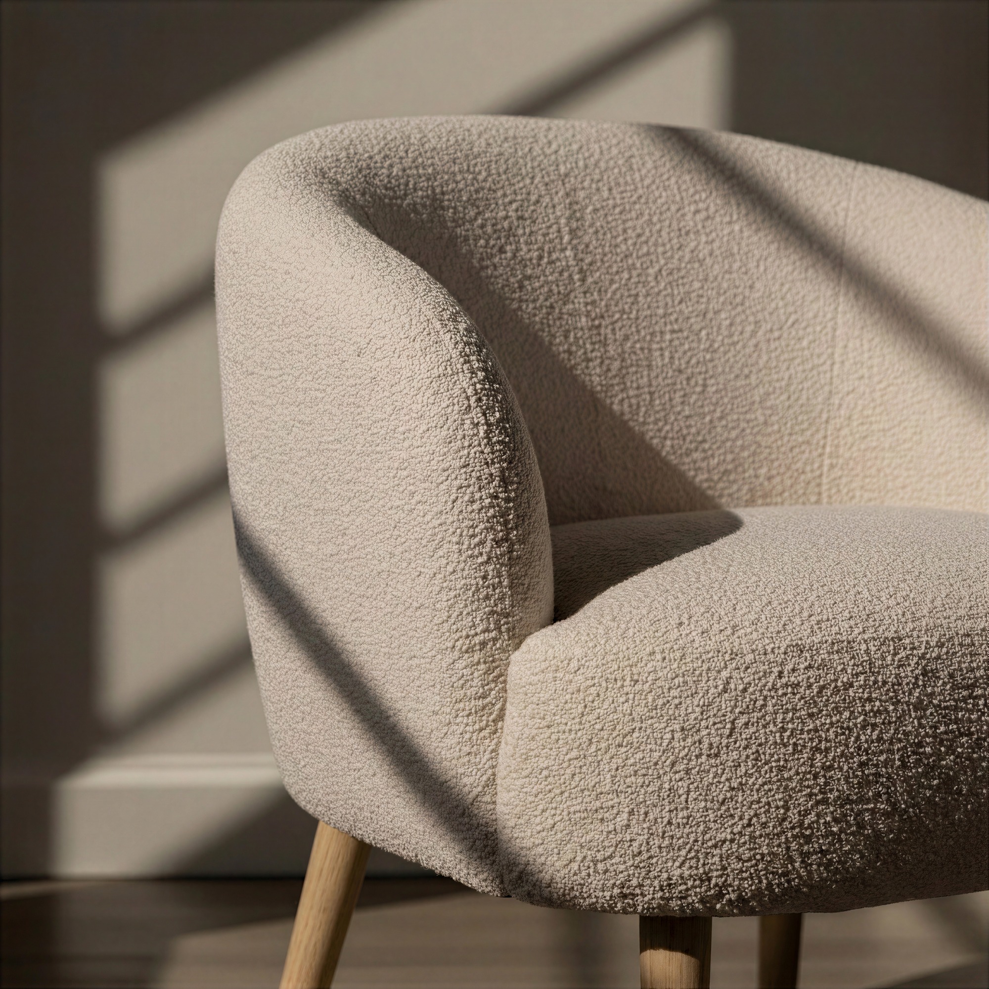 Fåtölj 'Capri' träben - Beige/Bouclé