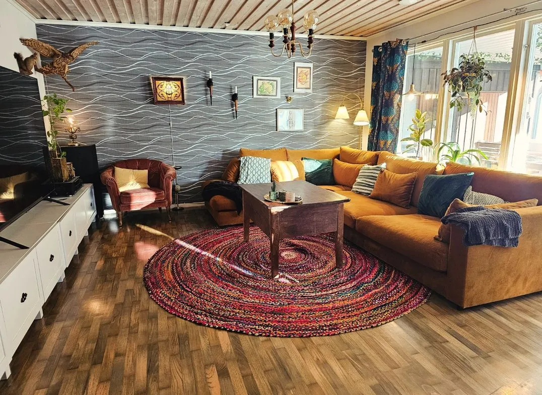 Rund matta 'Flätan' 250cm - Multifärgad