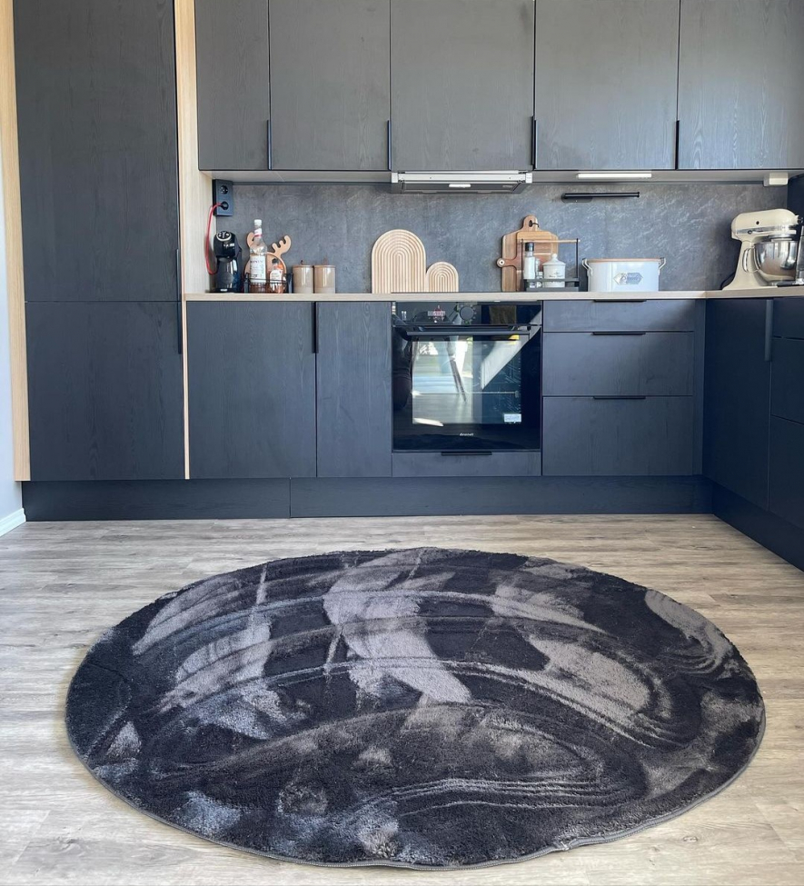 Rund matta 'Aranga Super Soft' 120cm - Antracit