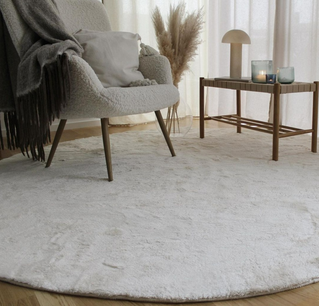 Rund matta 'Aranga Super Soft' 80cm - Vit