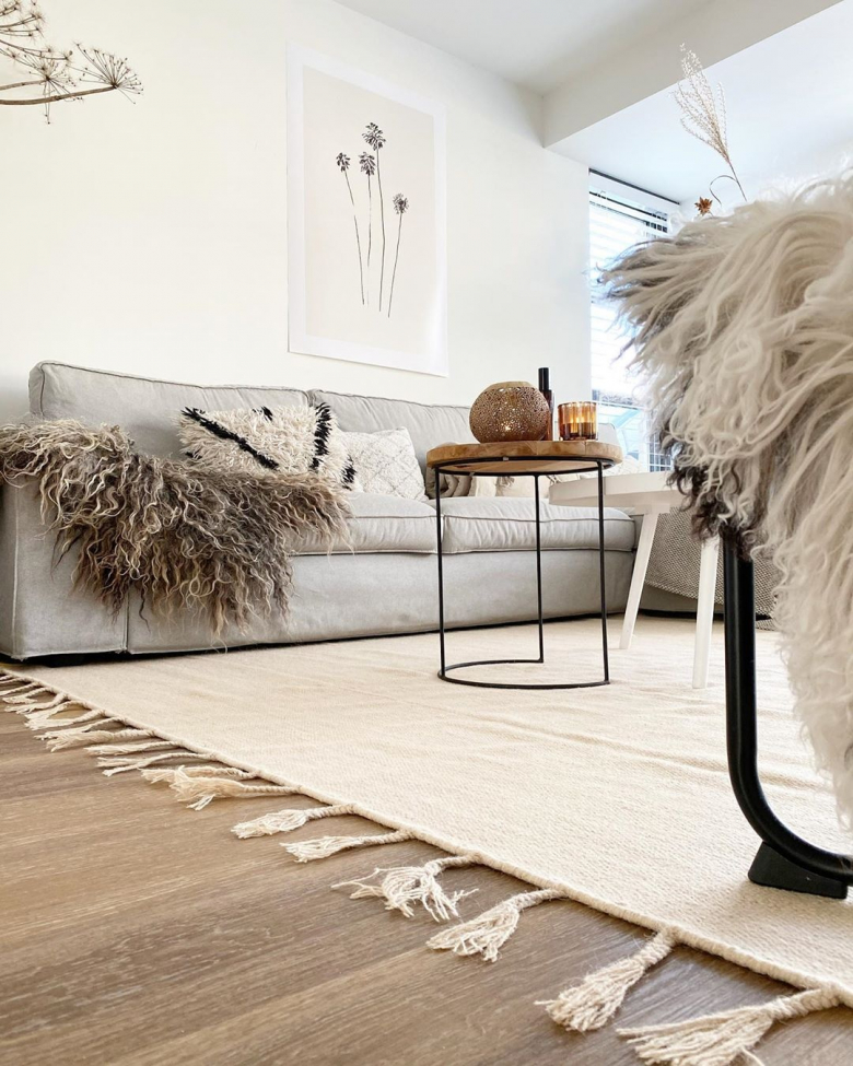 Ullmatta 'Malana' 240x240cm - Beige