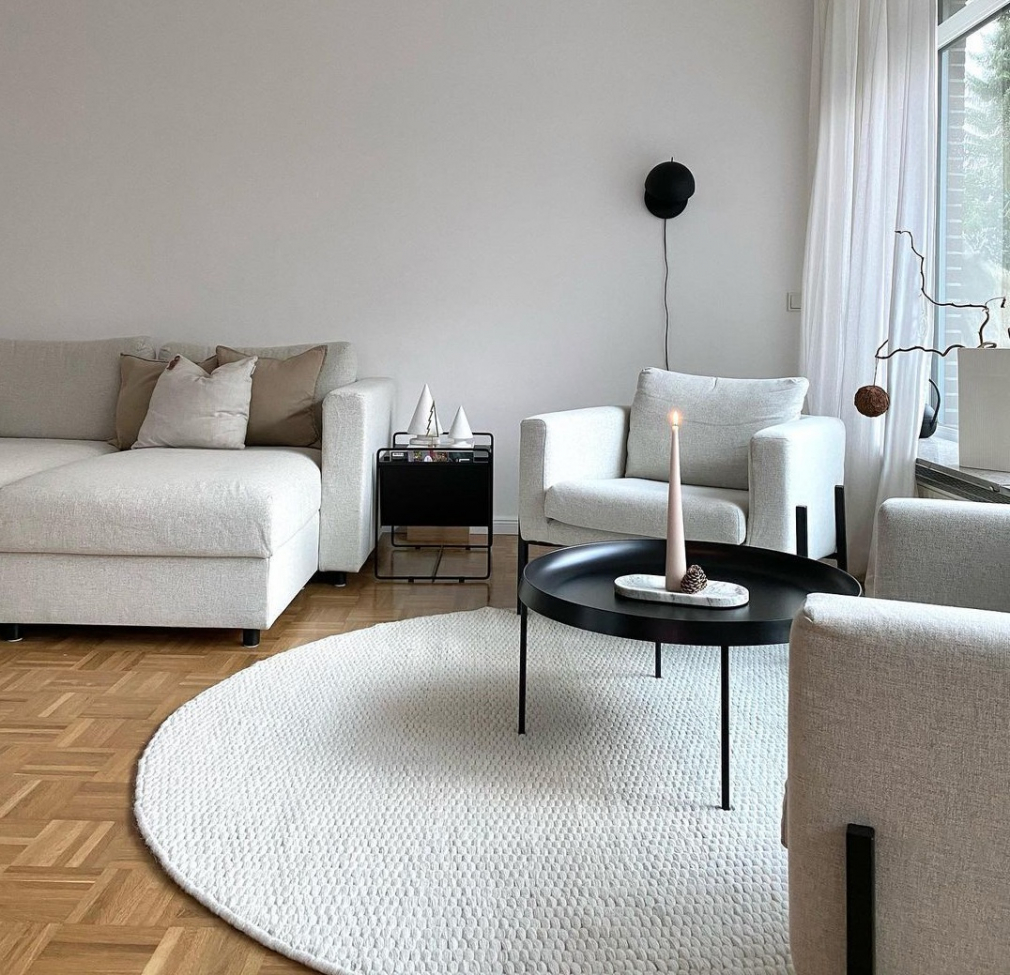 Rund matta 'Cartmel' 240cm - Offwhite