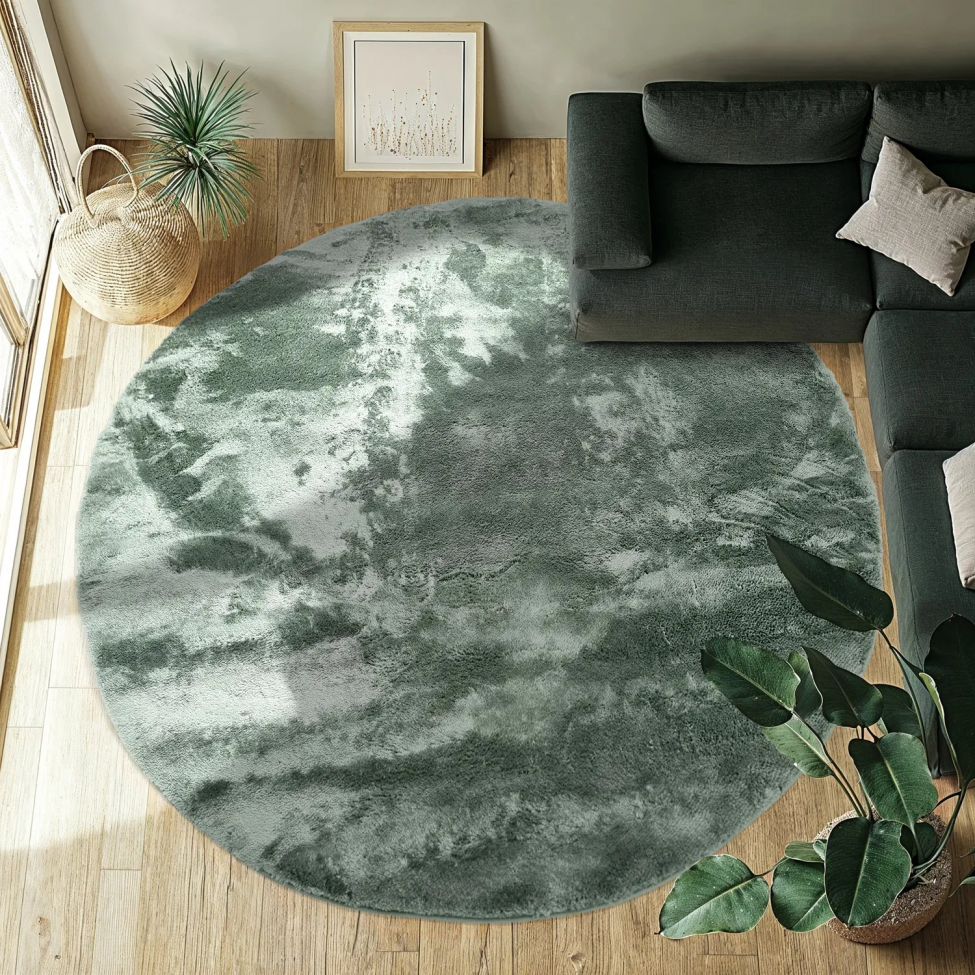 Rund matta 'Aranga Super Soft Fur' 160cm - Grön