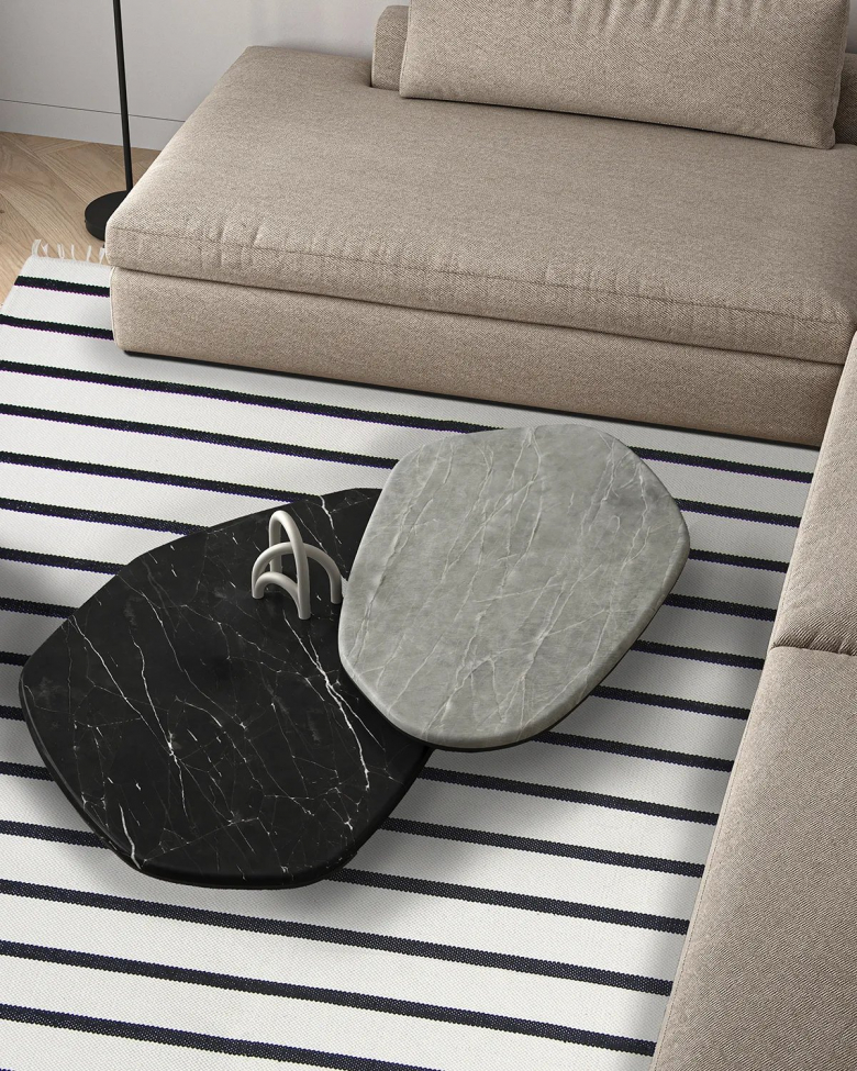 Bomullsmatta 'Helle' 60x120cm - Vit/Svart