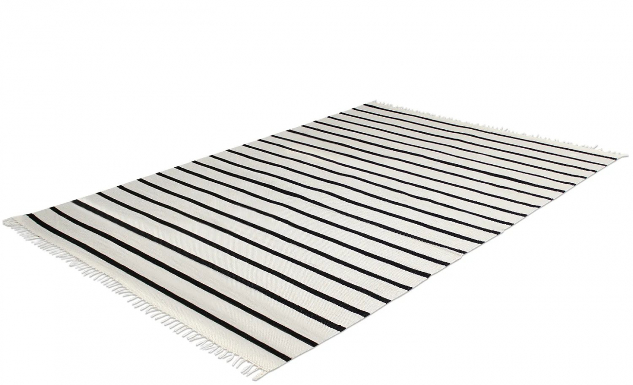 Bomullsmatta 'Helle' 200x290cm - Vit/Svart