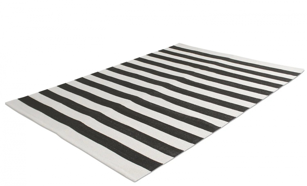 Bomullsmatta 'Nilo' 80x300cm - Vit/Svart