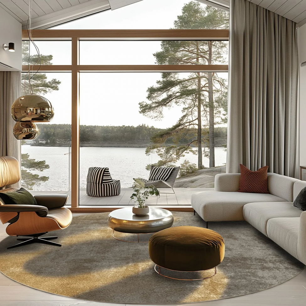 Rund matta 'Lynton' 240cm - Brun