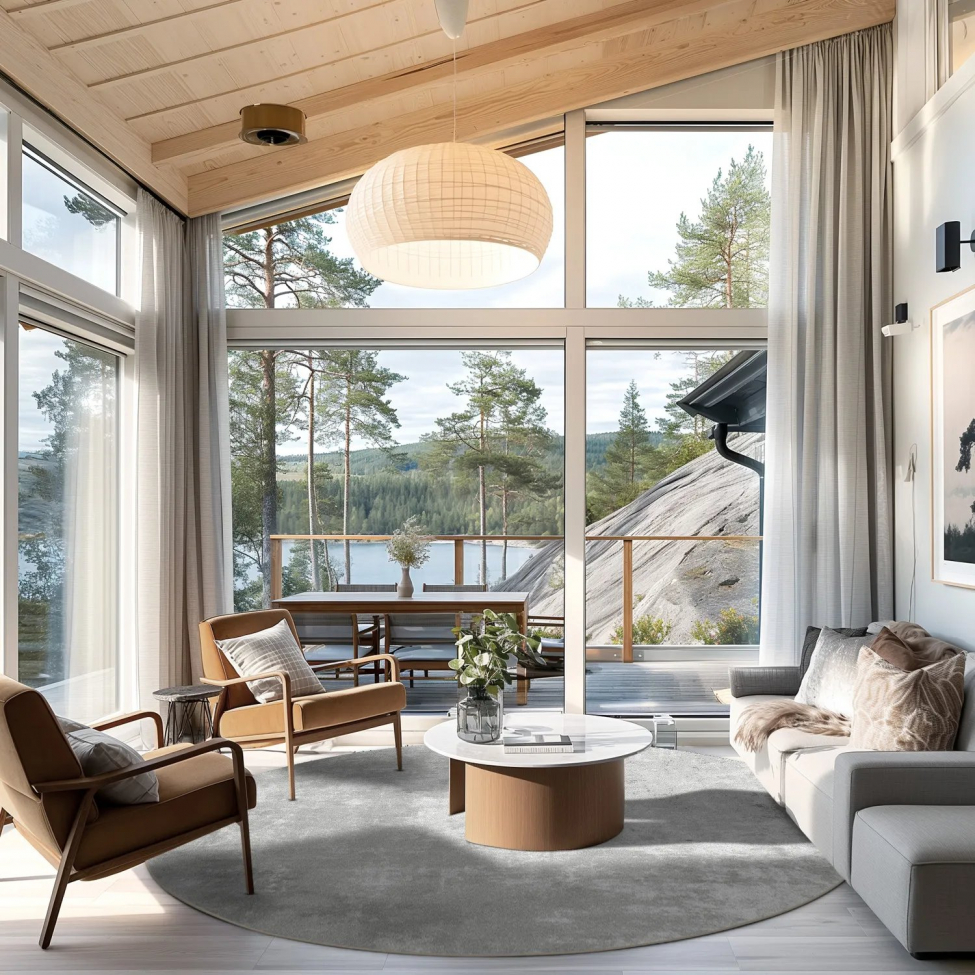 Rund matta 'Lynton' 240cm - Grå