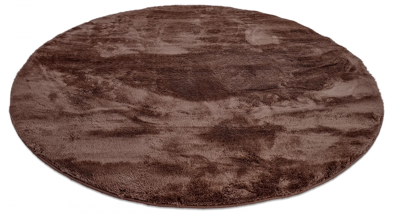 Rund matta 'Aranga Super Soft' 120cm - Mörkbrun