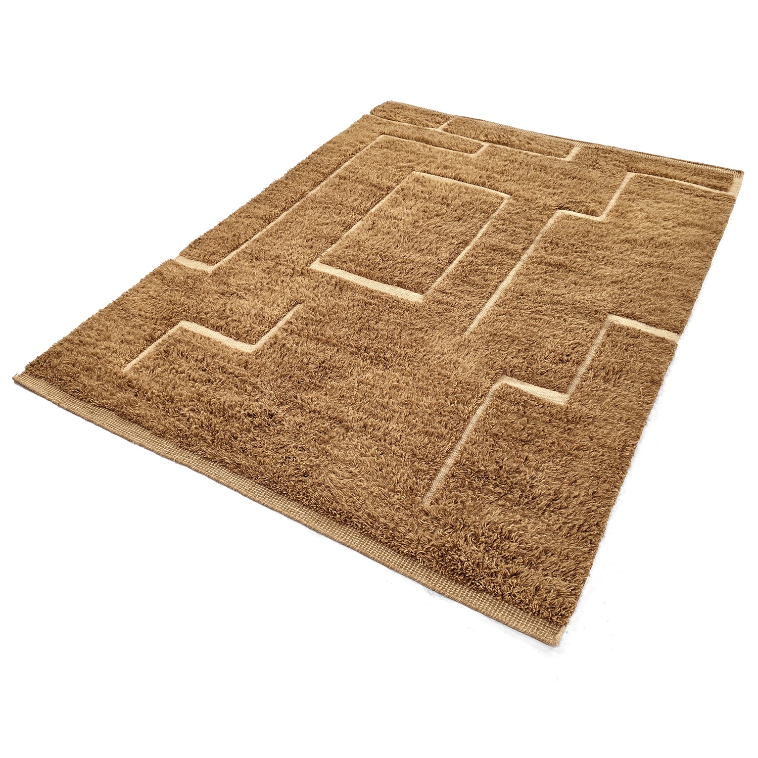 Ryamatta 'Kiberg Handvävd Ull' - Beige