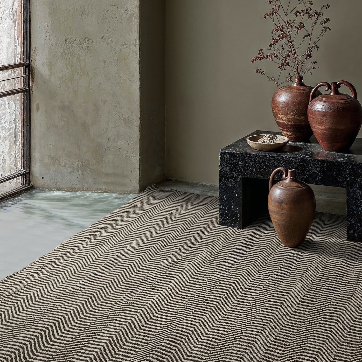 Ullmatta 'Larkana' - Beige/svart
