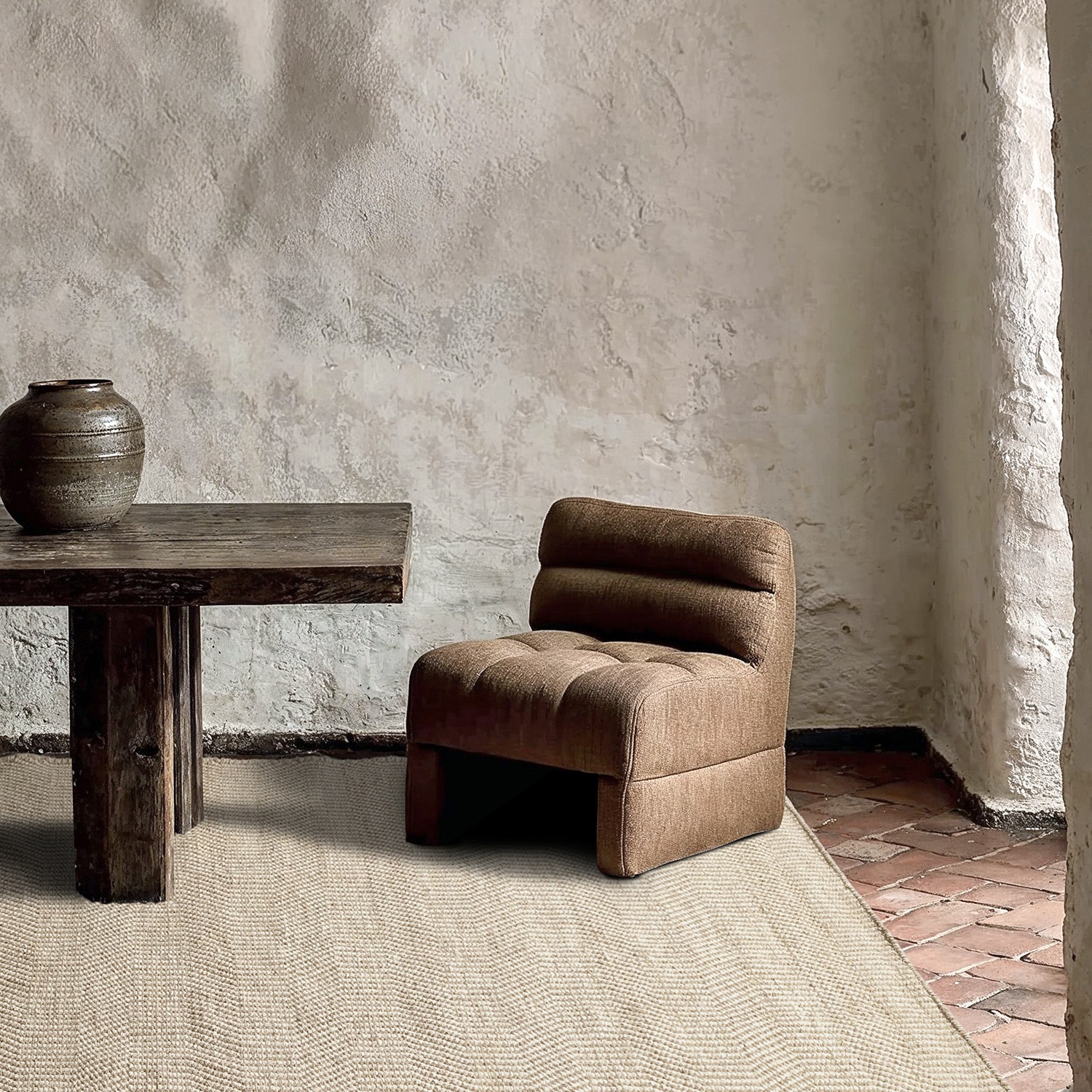 Ullmatta 'Larkana' - Beige/vit