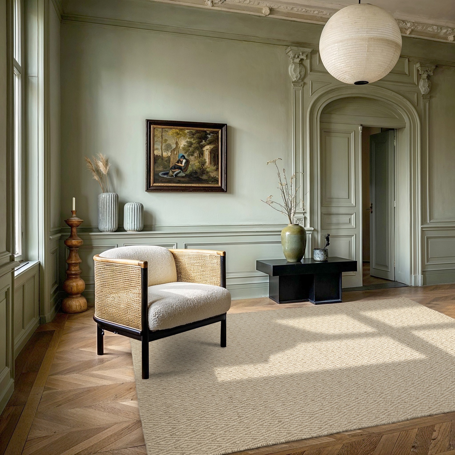 Ullmatta 'Monastir' - Beige/vit