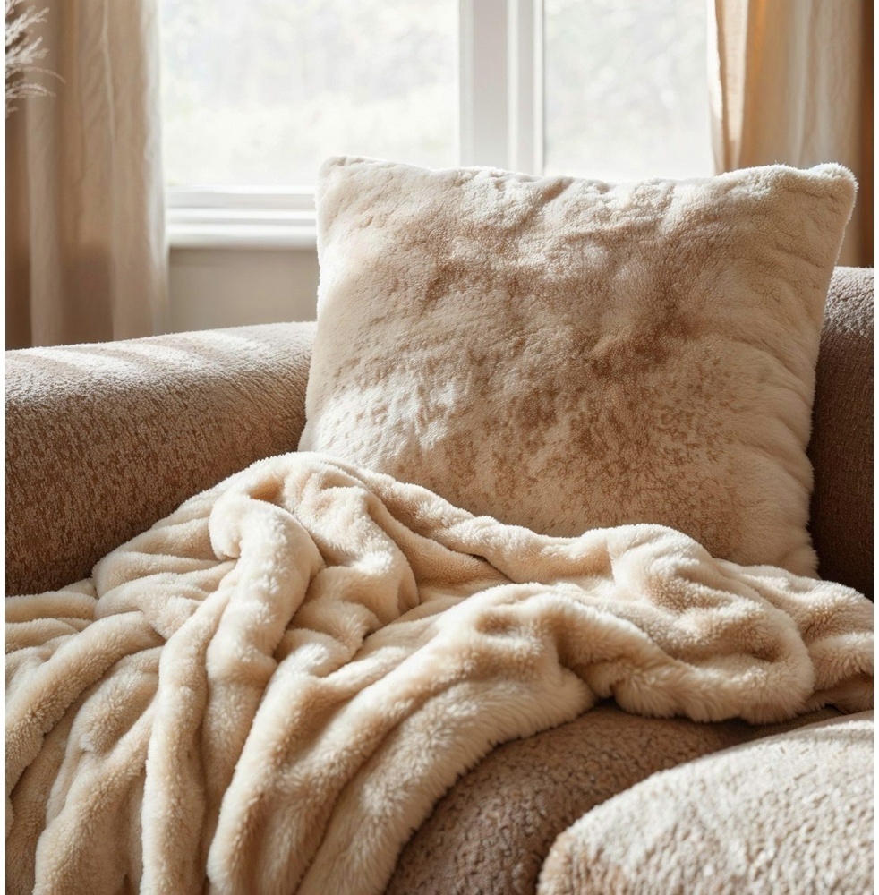 Pläd 'Aranga Bubble Throw' 130x170cm - Beige