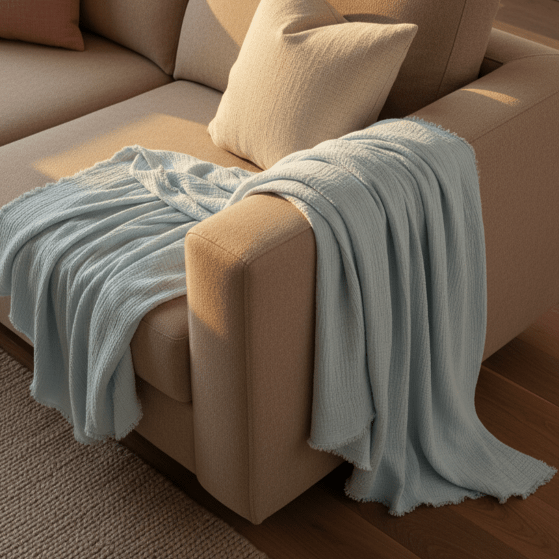 Muslinpläd 'Dorena' 130x170cm - Blå