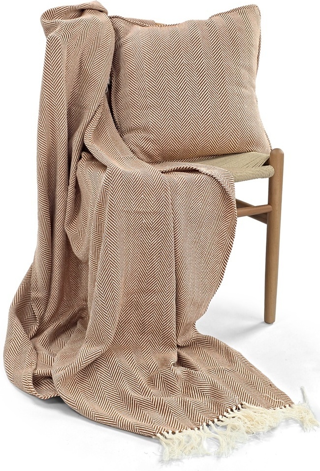 Kuddfodral 'Denisa Fishbone' 45x45cm - Brun/vit