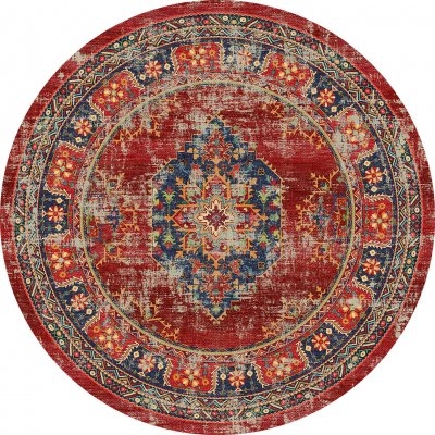 Rund Matta 'Soussi' 120cm - Röd/Multi