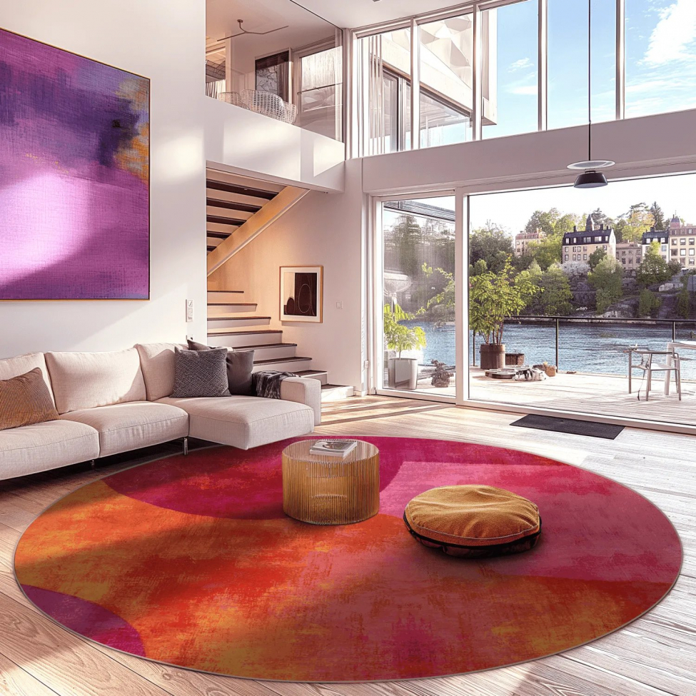 Rund matta 'Lazio' 120cm - Rosa