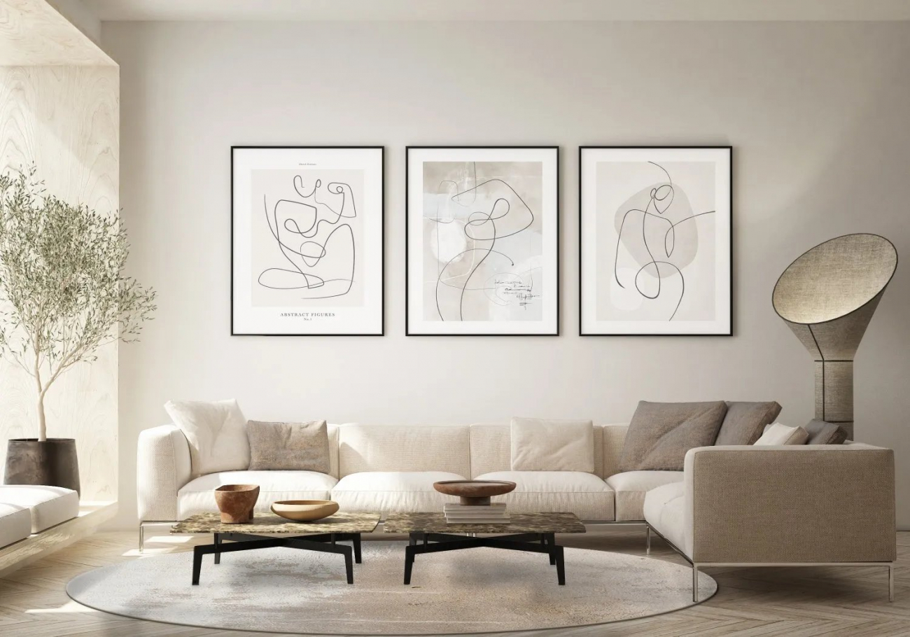Rund matta 'Bornos' 200cm - Beige/Grå