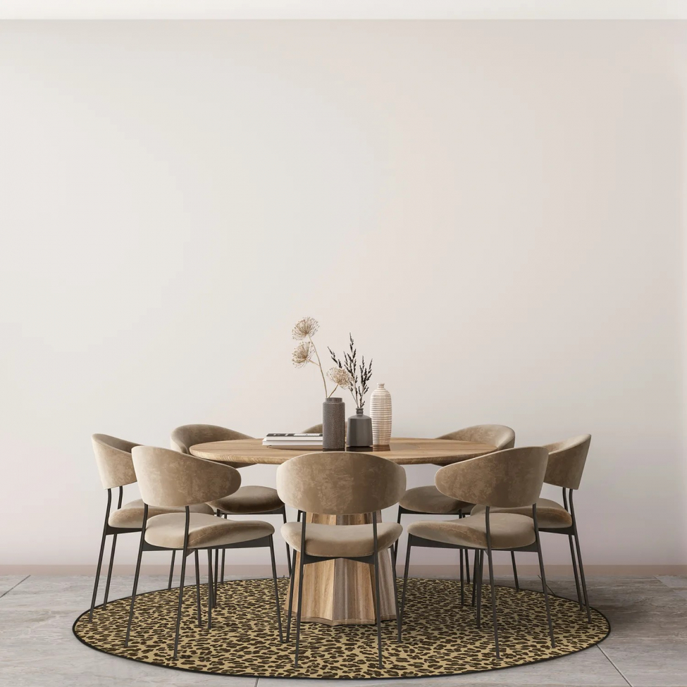 Rund matta 'Leopard' 160cm - Brun
