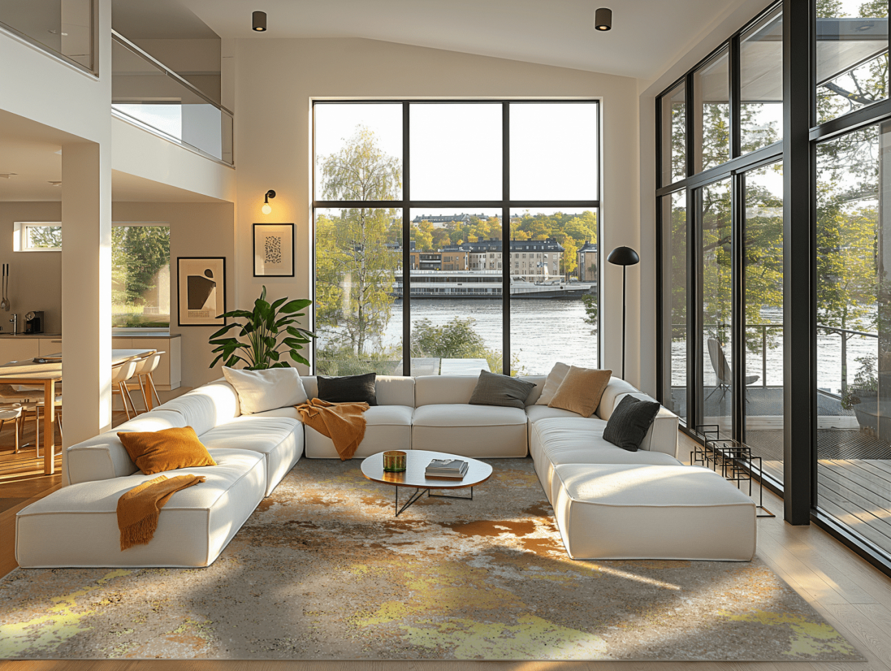 Wiltonmatta 'Elena' 200x280cm - Beige/Guld