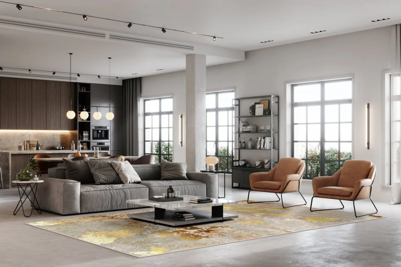 Wiltonmatta 'Elena' 80x250cm - Beige/Guld