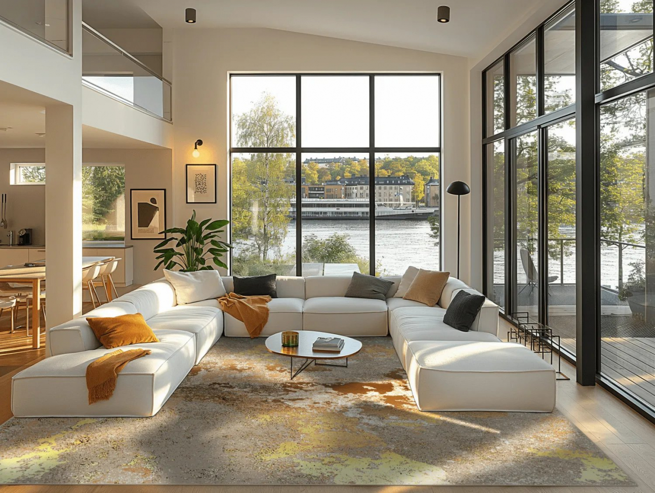 Wiltonmatta 'Elena' 80x250cm - Beige/Guld