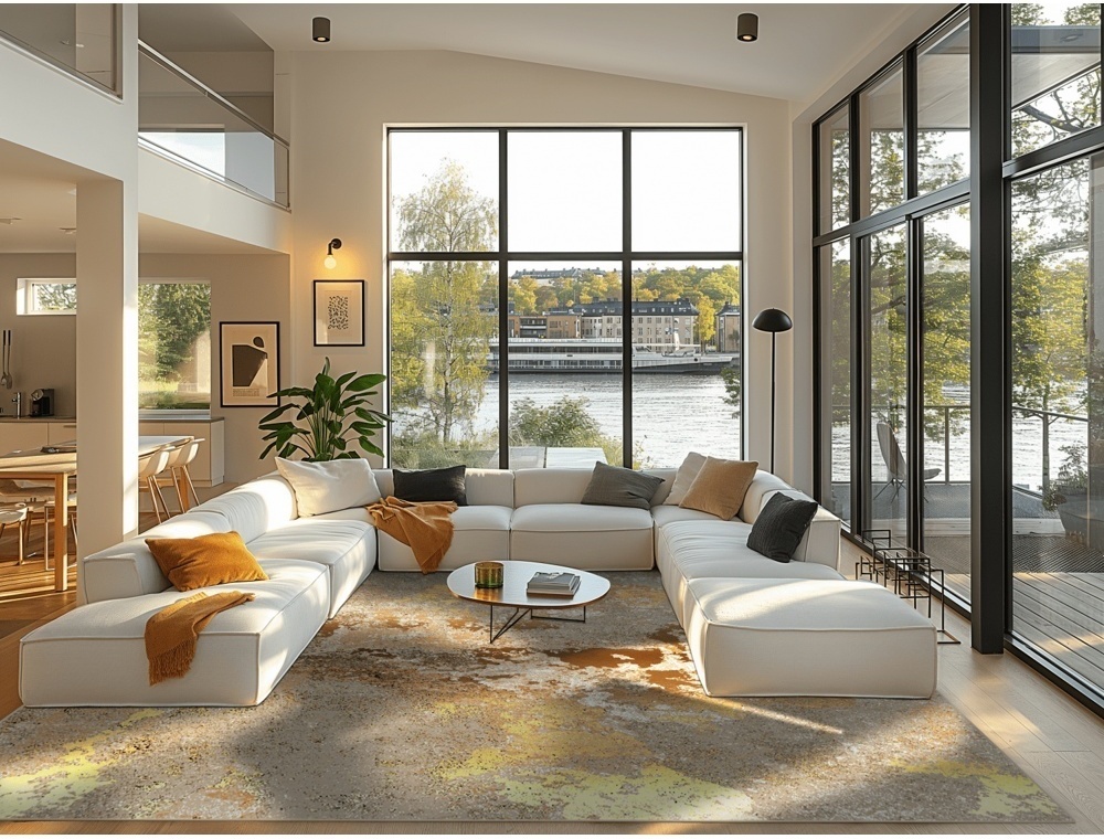Wiltonmatta 'Elena' 240x340cm - Beige/Guld