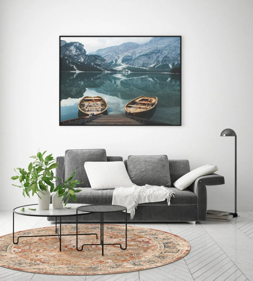 Rund matta 'Douz' 200cm - Röd/Multi