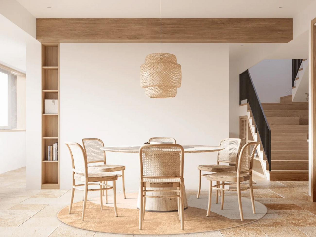 Rund matta 'Lazio' 200cm - Beige/Rosa