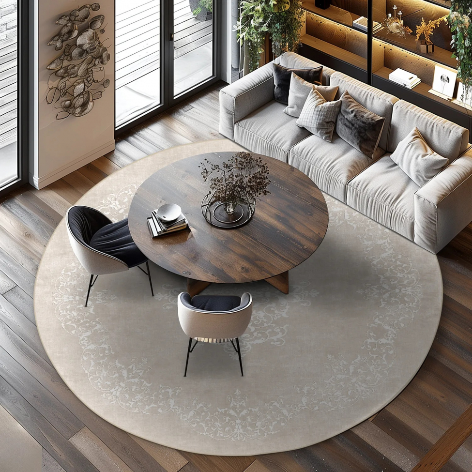 Rund matta 'Santi' 200cm - Beige/Vit