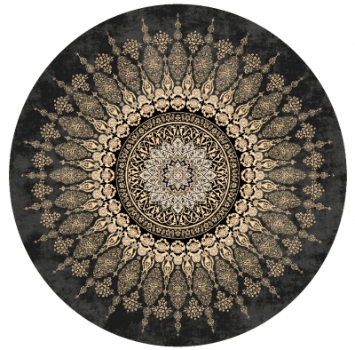 Rund Matta ' Sandrigo' 200cm - Svart/Guld