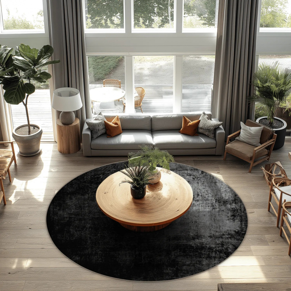Rund matta 'Lynton' 200cm - Svart