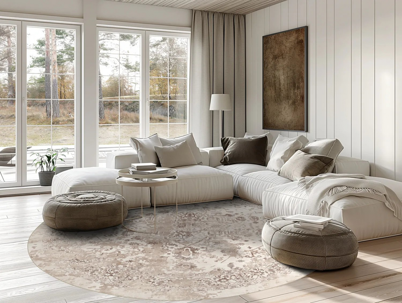 Rund matta 'Mateur' 340cm - Beige