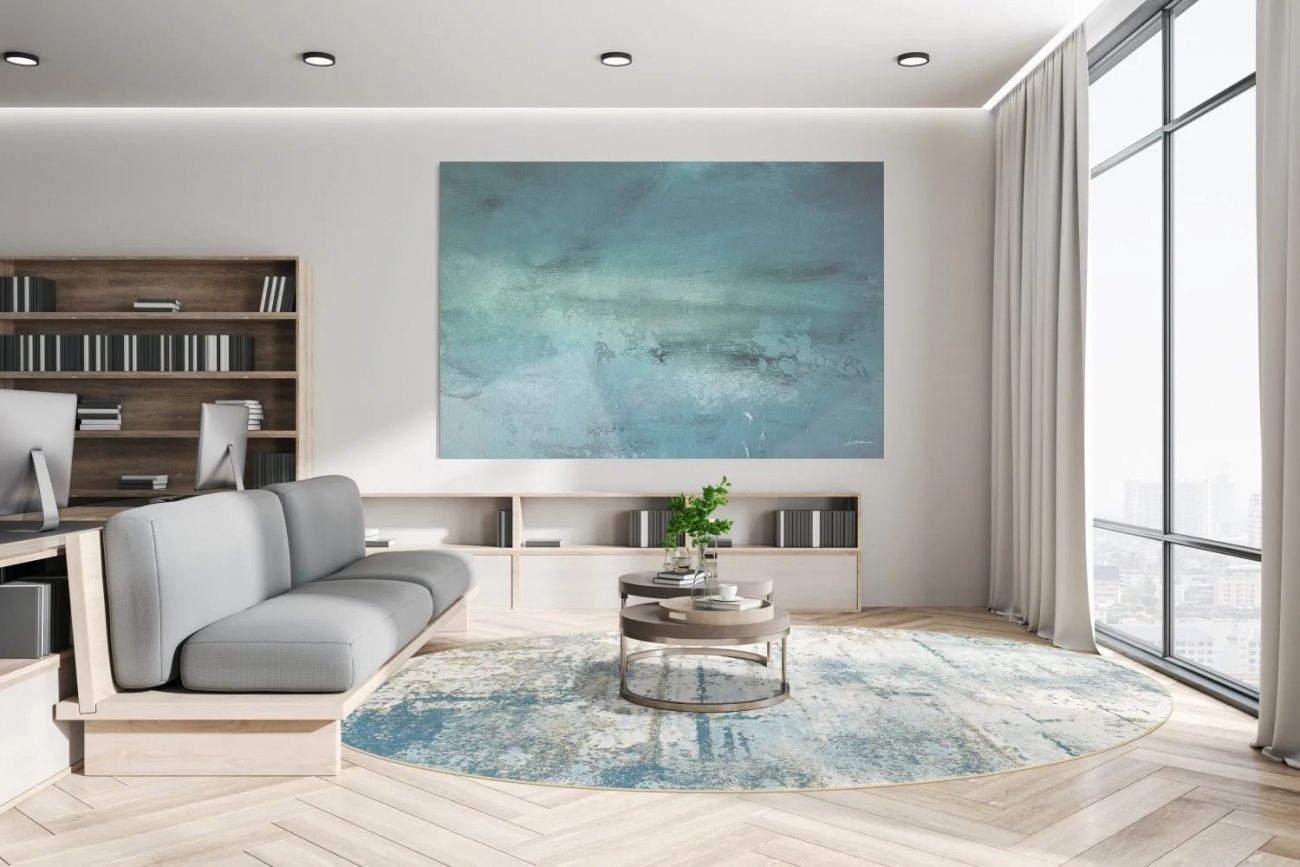 Rund matta 'Kebira' 120cm - Blå