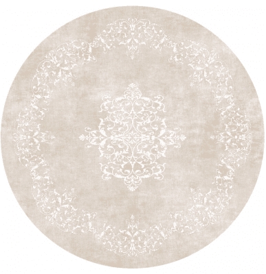 Rund Matta 'Santi' 290cm - Beige/Vit