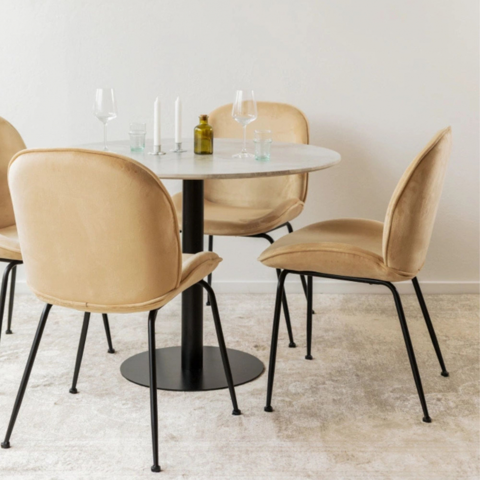Matgrupp 'Marbelous Lux' - 1 Bord Ø100 & 4 Stolar