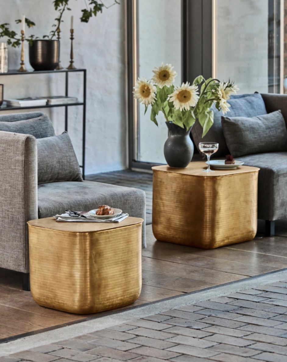 2-pack soffbord 'Cajas' - Guld