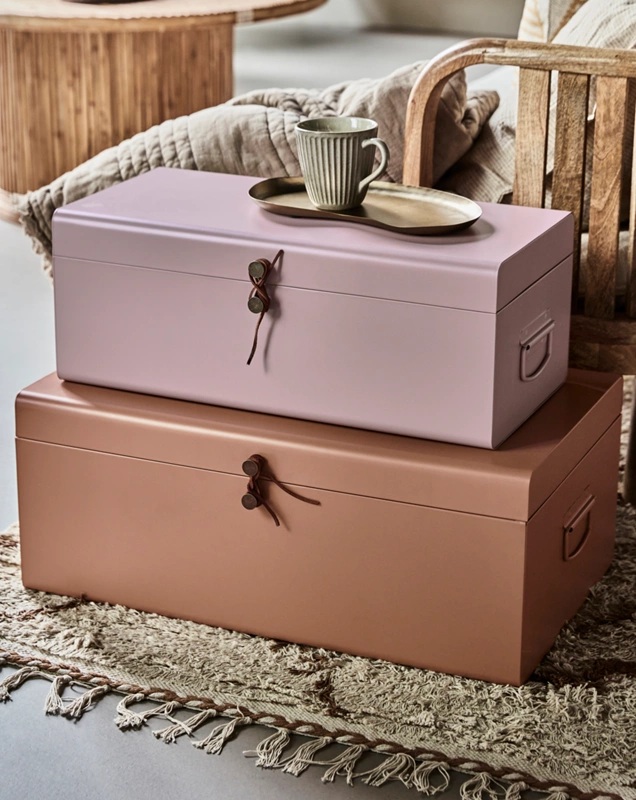 aufbewahrungsboxen 'Metall' - Beige/Rosa