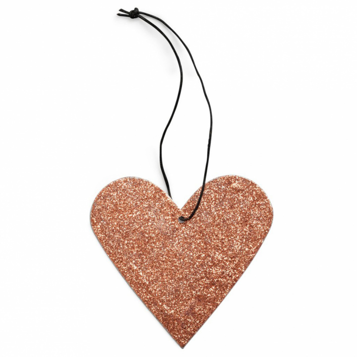 Julgranspynt 'Glitter Heart Copper' - Koppar