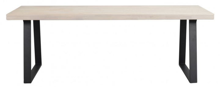 Matbord 'Brooklyn' 220x95cm - Vitpigmenterad/Svart U-ben