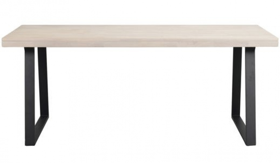 Matbord \'Brooklyn\' 170 cm - Vitpigmenterad/ Svart U-ben