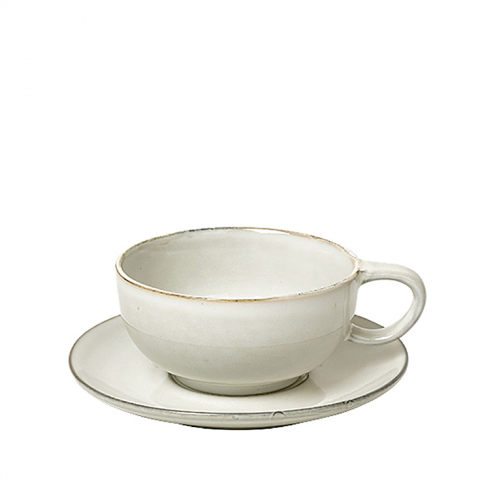 Kopp med fat \'Nordic Sand\' - 15x8 cm