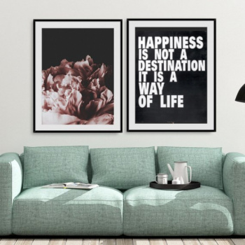 Tavla - Happiness svartvit