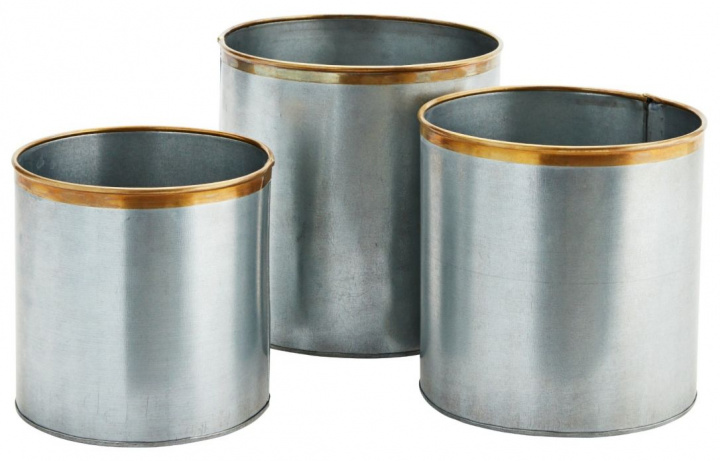 Set med 3 krukor - Zink/Mässing